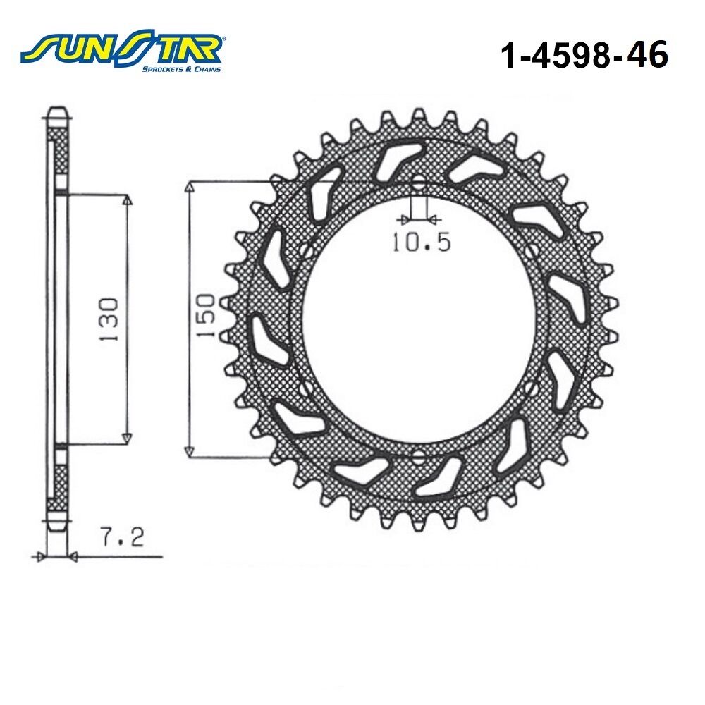 FZ8/FAZER%20%20TRANSALP%20700/650/600%20%20%20SUNSTAR%201-4598-46%20ARKA%20DİŞLİ%20(ÇELİK)