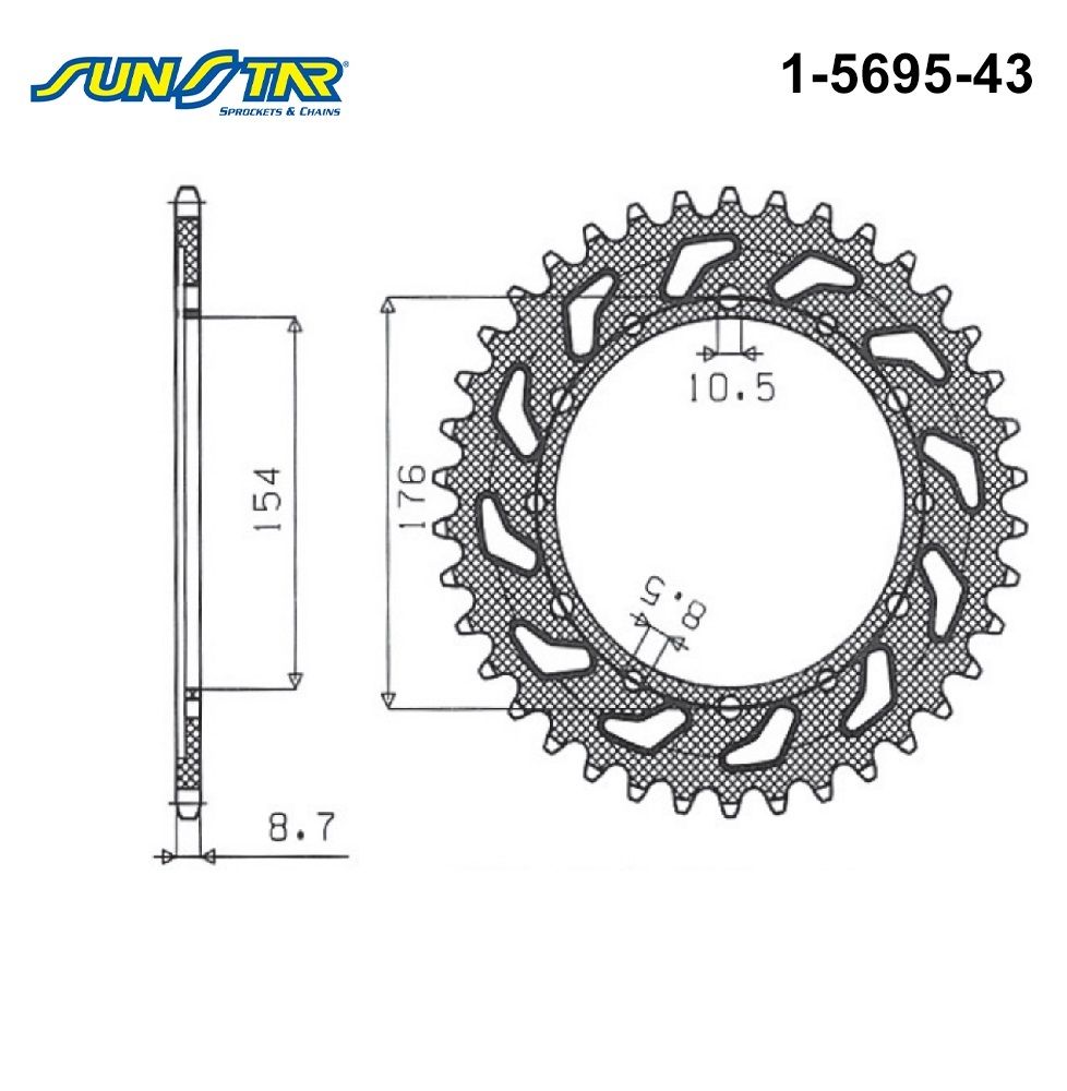 CROSSRUNNER%20800%20%20%20VFR%20800%20%20%20VFR%20V-TEC%20800%20/%20SUNSTAR%201-5695-43%20ARKA%20DİŞLİ%20(ÇELİK)