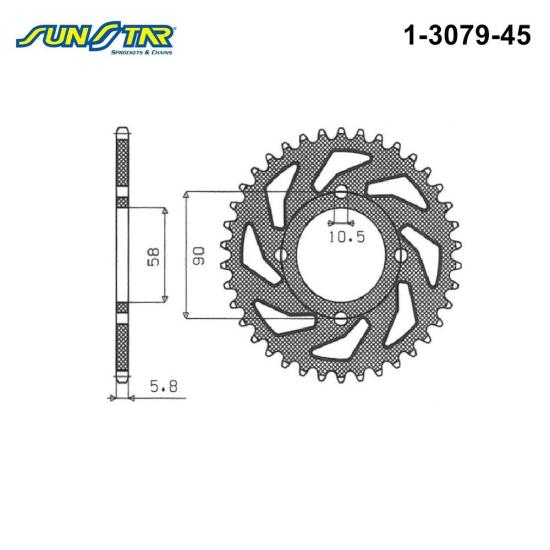 SUNSTAR 1-3079-45 ARKA DİŞLİ (ÇELİK)