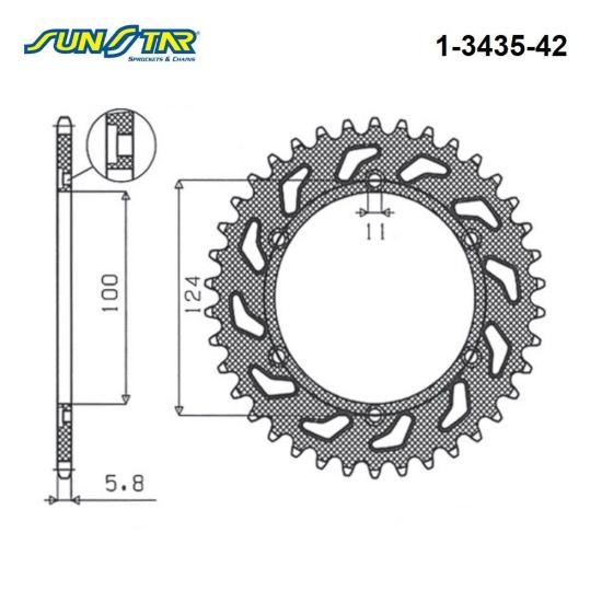 MONSTER 695 (2006-2008) SUNSTAR 1-3435-42 ARKA DİŞLİ (ÇELİK)