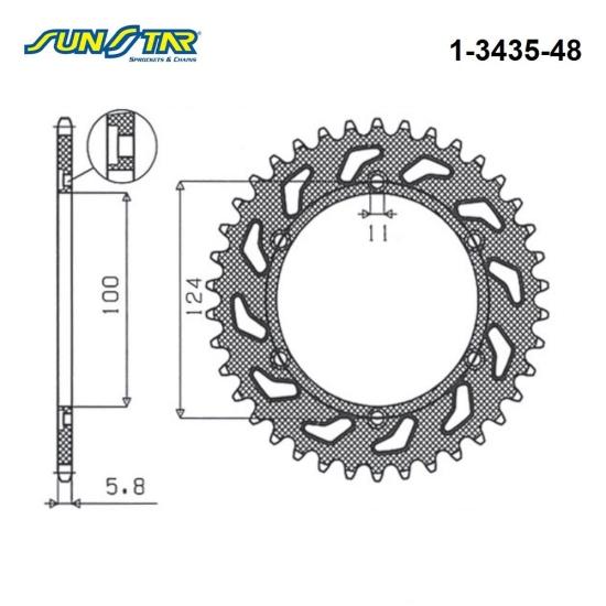 MONSTER 620 (2002-2006)  SUNSTAR 1-3435-48 ARKA DİŞLİ (ÇELİK)