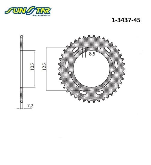 821 MONSTER/DARK  797 MONSTER  800 SCRAMBLER   899 PANIGALE  959 PANIGALE SUNSTAR 1-3437-45 ARKA DİŞLİ (ÇELİK)