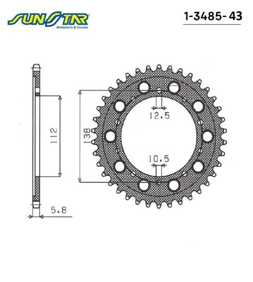 NC S 750  NC X 750 NC S 700 NC X 700  CBR 500R  CB 500F  SUNSTAR 1-3485-43 ARKA DİŞLİ (ÇELİK)