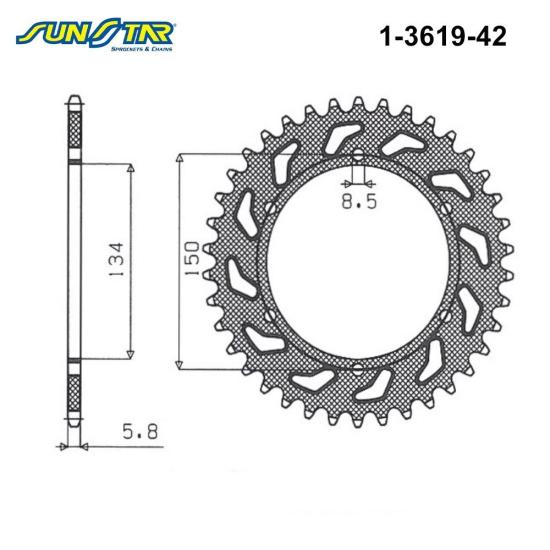 SUNSTAR 1-3619-42 ARKA DİŞLİ (ÇELİK)