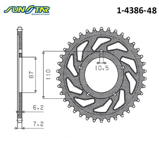 GSX F 650  BANDIT/S  650  SUNSTAR 1-4386-48 ARKA DİŞLİ (ÇELİK)