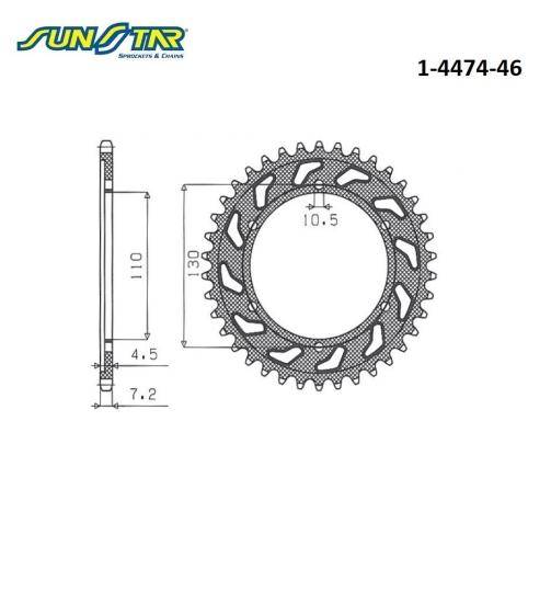 MT-09/SP/TRACER  XSR 900  TENERE 700  MT-07/TRACER  R6  GSX-R 750   GSX-S/F ABS   GSX-R 1000/RSUNSTAR 1-4474-46 ARKA DİŞLİ (ÇELİK)