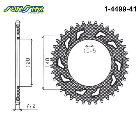 V-STROM XT 1000/1050  GSX-R 600  GSR 750  GSX-R 750  BONNEVILLE T100  THRUXTON 865 / SUNSTAR 1-4499-41 ARKA DİŞLİ (ÇELİK)