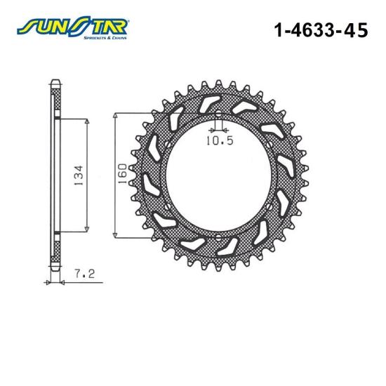 CBR 600 F  CBR 1000 RR/RRR/SP  SUNSTAR 1-4633-45 ARKA DİŞLİ (ÇELİK)