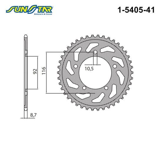 ZX-14  KAWASAKI / SUNSTAR 1-5405-41 ARKA DİŞLİ (ÇELİK)