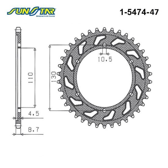 R1  FZ1/FAZER  FZ6/FAZER  /  SUNSTAR 1-5474-47 ARKA DİŞLİ (ÇELİK)