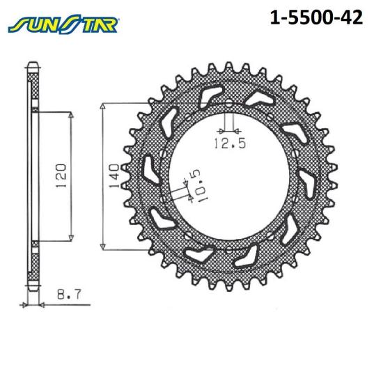 HAYABUSA 1300 B-KING 1300 GSX-R 1000 TIGER 1050  GSX FA 1250   GSX 1400 SUNSTAR 1-5500-42 ARKA DİŞLİ (ÇELİK)