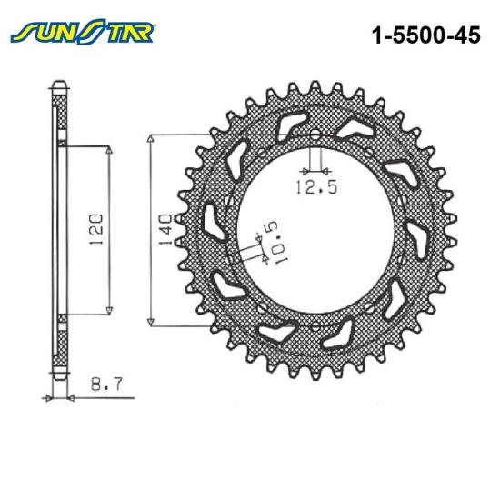 HAYABUSA 1300 B-KING 1300  GSX FA 1250  GSX-R 1000   TIGER 1050 / SUNSTAR 1-5500-45 ARKA DİŞLİ (ÇELİK)