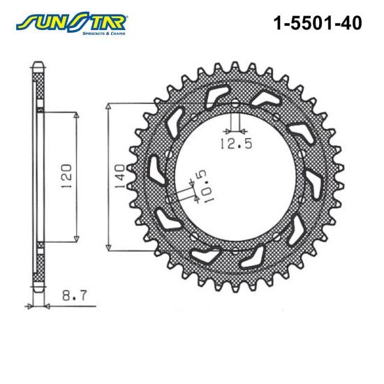 MULTISTRADA  1200/1260  SUNSTAR 1-5501-40 ARKA DİŞLİ (ÇELİK)