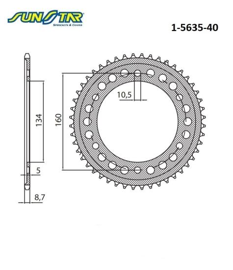 CBR 1000RR/SP  SUNSTAR 1-5635-40 ARKA DİŞLİ (ÇELİK)