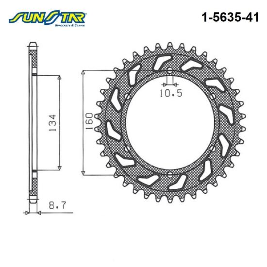 CBR 1000 RR/SP SUNSTAR 1-5635-41 ARKA DİŞLİ (ÇELİK)