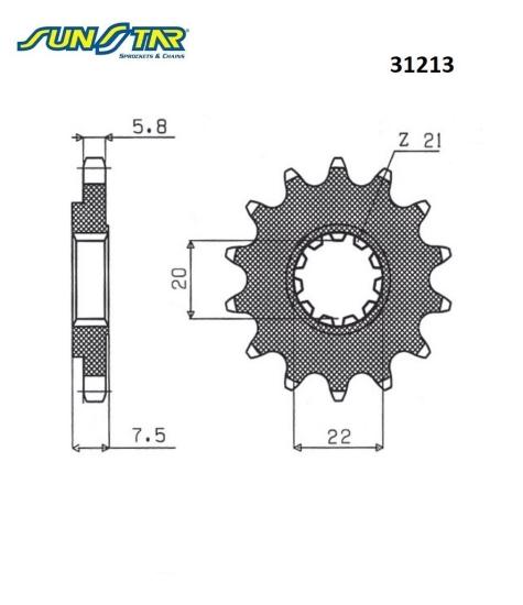 CRF 250 R/X  SUNSTAR 31213 ÖN DİŞLİ (ÇELİK)