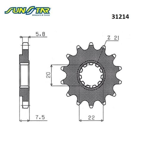 700 INTEGRA   700 NC S   700 NC X   750 INTEGRA    750 NC S   750 NC X  CBF 500  CBR 500R    SUNSTAR 31214 ÖN DİŞLİ (ÇELİK)