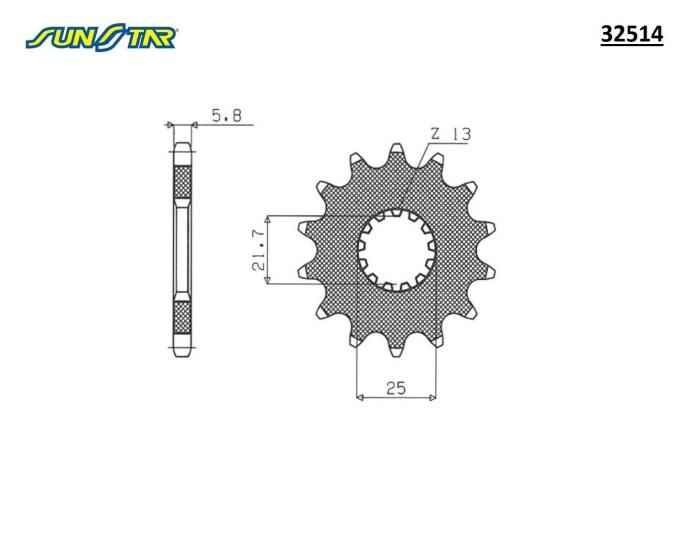 MT-25  R25  CF MOTO 600 NK    ER-6F/ER-6N  /ABS   NINJA EX 650 KRT   VERSYS 650/ABS   VULCAN S 650    SV 650      SUNSTAR 32514 ÖN DİŞLİ (ÇELİK)