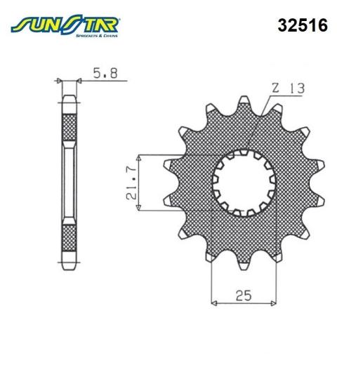 ER-6F/ER-6N/ABS  SV 650   GLADIUS 650   Z 650 RS   VULCAN S    VERSYS 650/ABS    NINJA EX 650 KRT         SUNSTAR 32516 ÖN DİŞLİ (ÇELİK)