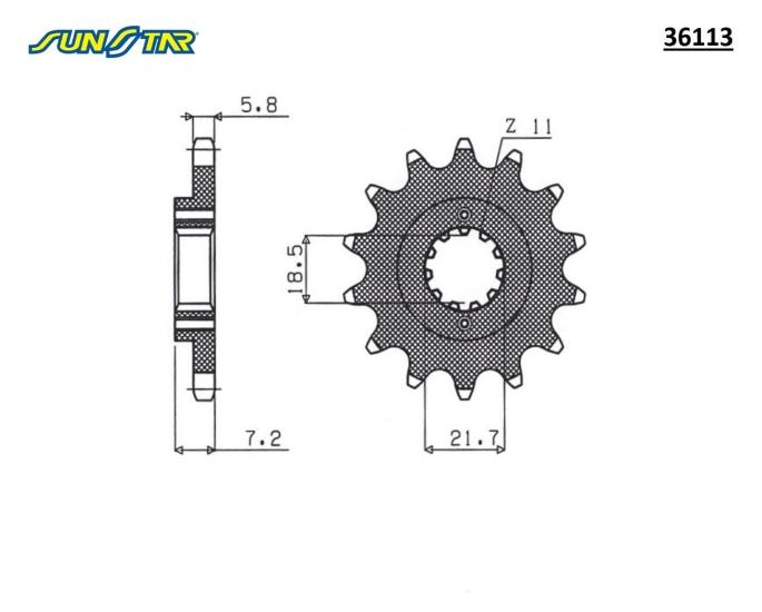 CB 250 R   CBF 250   CBR 250 R    CRF 250 L  /RALLY  SUNSTAR 36113 ÖN DİŞLİ (ÇELİK)