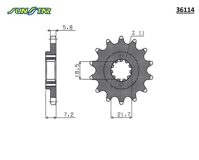 CRF 250L   CRF 250 RALLY  CB 250 R   CBF 250   CBR 250 R    SUNSTAR 36114 ÖN DİŞLİ (ÇELİK)