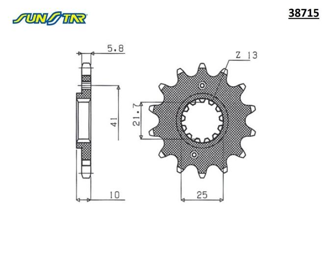 TENERE 660  PEGASO TRAIL 650    MT-03    XT R 660      SUNSTAR 38715 ÖN DİŞLİ (ÇELİK)