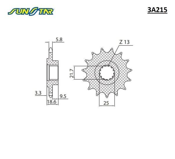 Z 750/S    Z 800/E  SUNSTAR 3A215 ÖN DİŞLİ (ÇELİK)