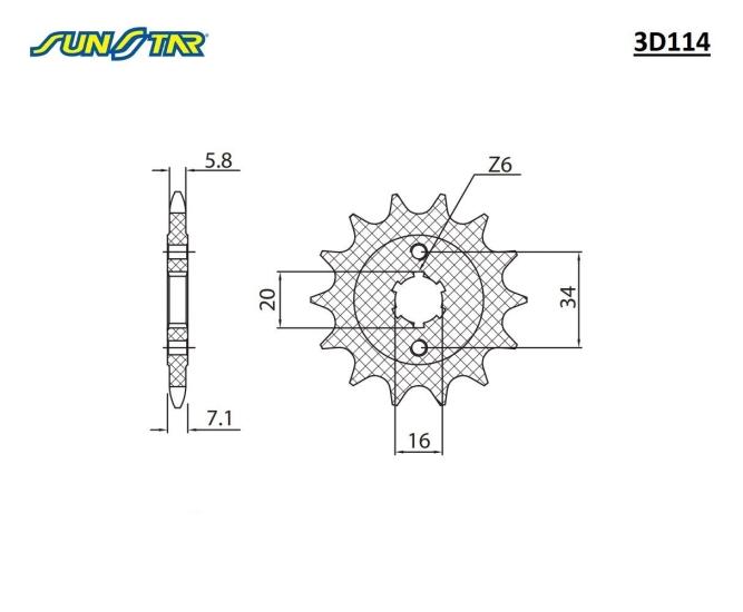 DUKE/RC 125   DUKE/RC 200  SUNSTAR 3D114 ÖN DİŞLİ (ÇELİK)