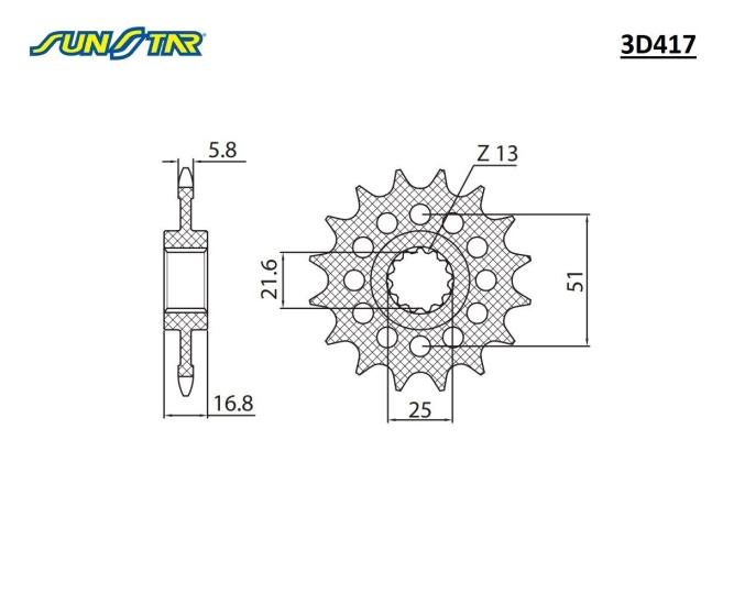 INTEGRA 700   NC S 700 NC X 700    FORZA 750 ABS    INTEGRA 750  NC S 750   NC X 750   X-ADV 750   SUNSTAR 3D417 ÖN DİŞLİ (ÇELİK)