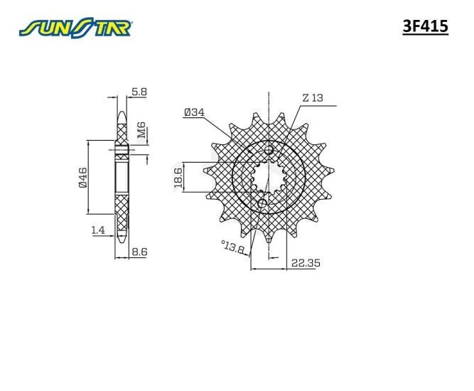 DOMINAR 250/400   HUSQVARNA SVARTPILEN 401   DUKE/RC 250    390 ADVENTURE   390 DUKE/RC  SUNSTAR 3F415 ÖN DİŞLİ (ÇELİK)