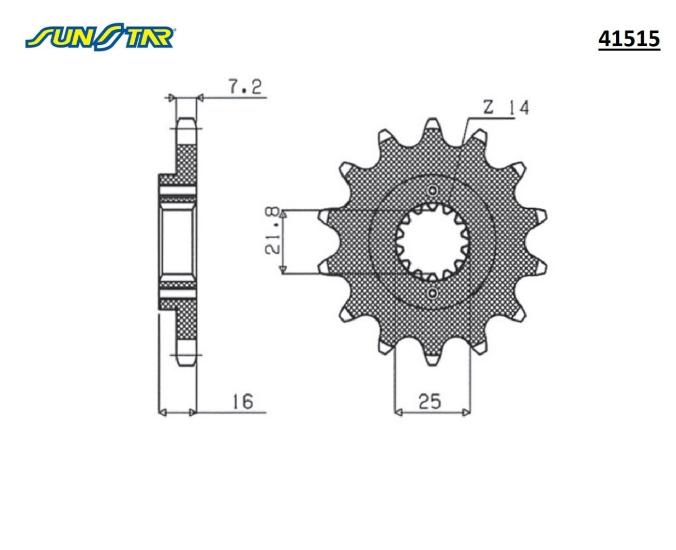 1098/S     1100 MONSTER ABS    1198 PANIGALE/SP    1200 DIAVEL    1200 MONSTER   1200 X DIAVEL     1260 DIAVEL S    796 MONSTER    950 MULTISTRADA  SUNSTAR 41515 ÖN DİŞLİ (ÇELİK)