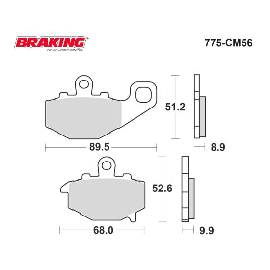 VERSYS 650/ABS   ZX-9R  KAWASAKI Z 1000/SX     ZX-10R     ZX-6R    ER-6F/ER-6N/ABS   BRAKING 775CM56 SİNTERLİ (ARKA) FREN BALATASI