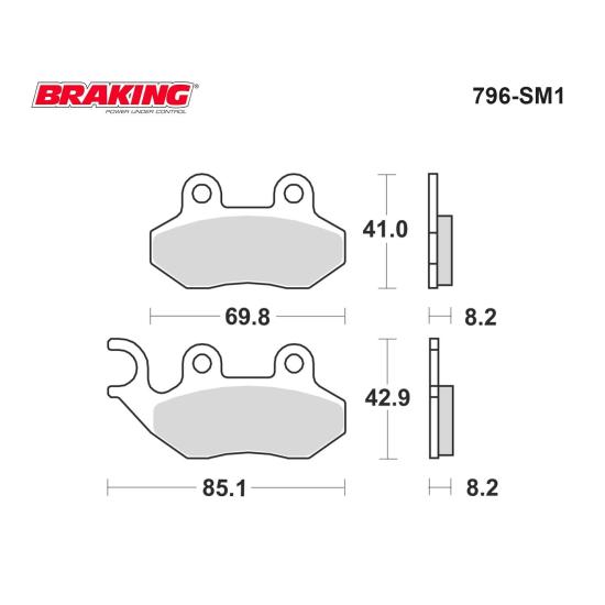 SYM FIDDLE III  200  TWEET 125/150  PEUGEOT 200 LXR  FIDDLE II 125    FIDDLE III 125    JET14  125     SYM X-PRO   125   BRAKING 796SM1 YARI METALİK (ÖN) FREN BALATASI