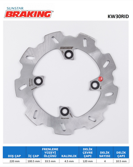 ZX10R  ZX6R    ER6F/ER6N   VERSYS 650   ZX9R    Z 750/S  (BRAKING KW30RID) DALGALI ARKA FREN DİSKİ