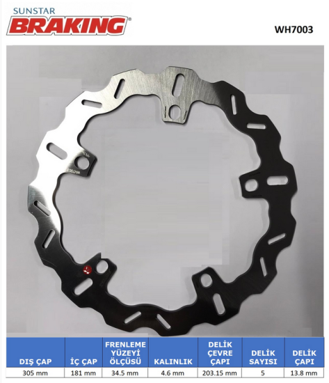 F 750/850 GS  R1150  GS    K1200 LT/RS    R1200 C/CL    R1200 GS    R1250 GS    (BRAKING WH7003) DALGALI ÖN FREN DİSKİ